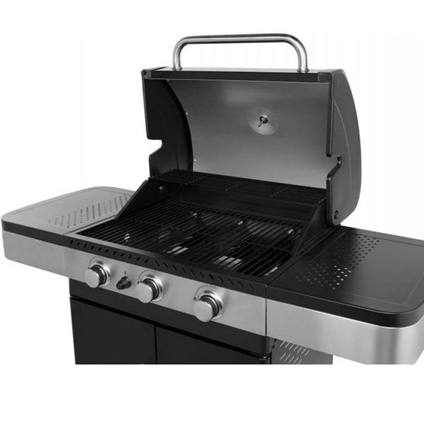 Barbecue a gas con 3 bruciatori + 1 fuoco laterale Dallas nero