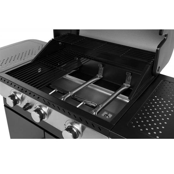 Barbecue a gas con 3 bruciatori + 1 fuoco laterale Dallas nero