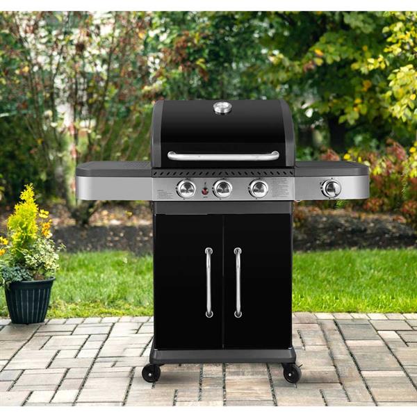 Barbecue a gas con 3 bruciatori + 1 fuoco laterale Dallas nero