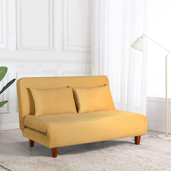 Divanetto traformabile due posti apribile giallo con cuscini - Basil