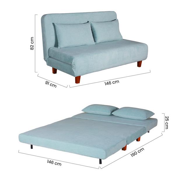 Divano letto trasformabile due posti con cuscini facile da aprire - Basil