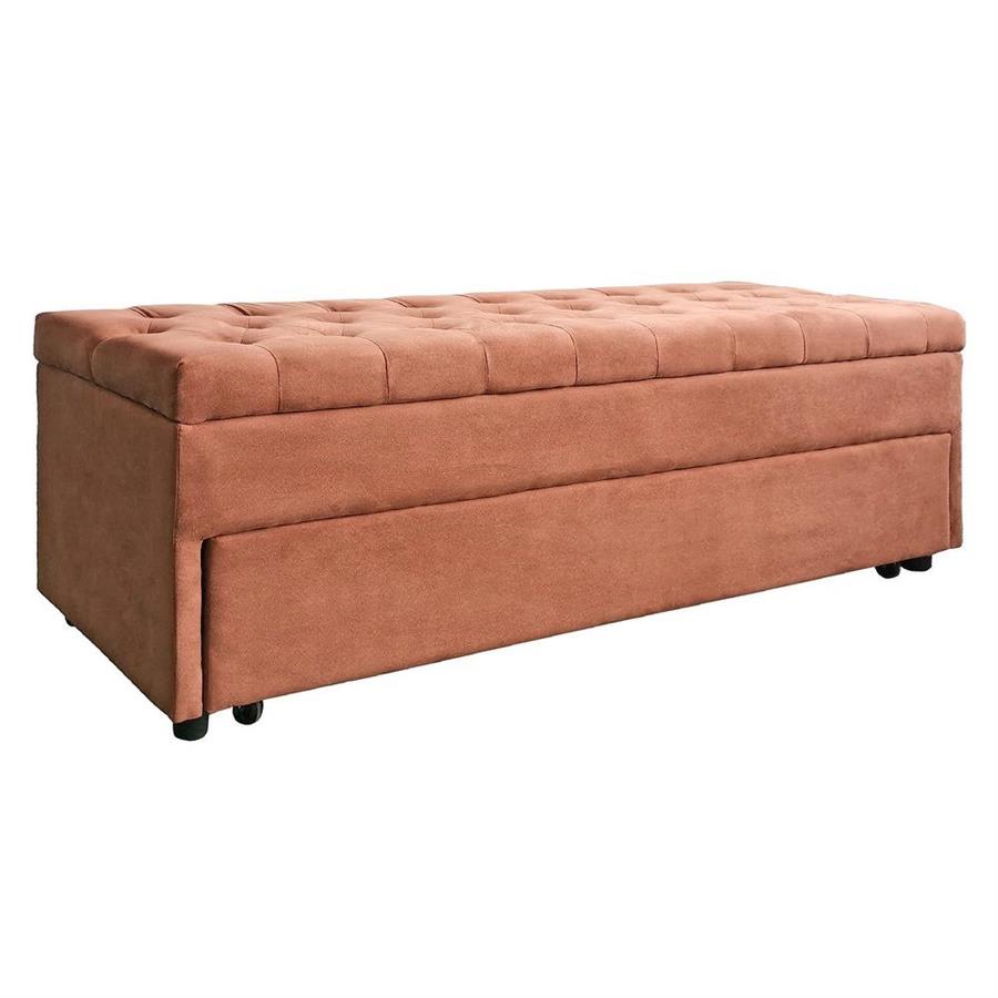 Panca pouf contenitore baule in velluto mattone - Pampa