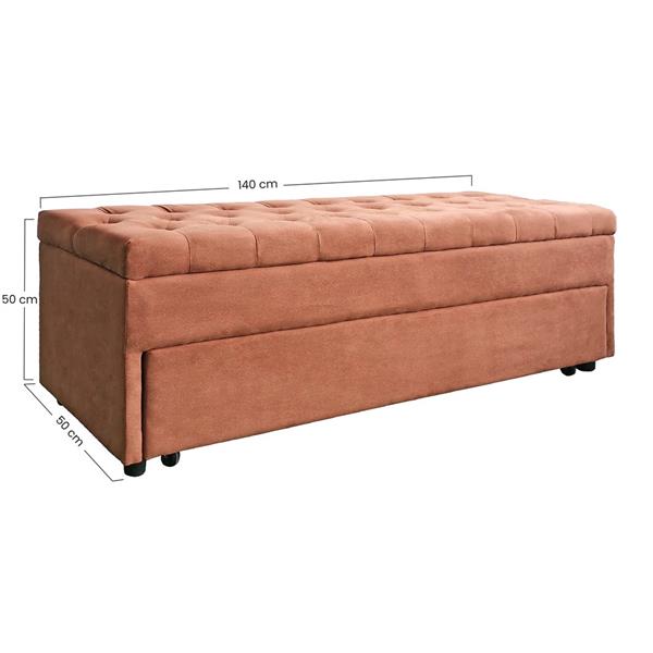Panca pouf contenitore baule in velluto mattone - Pampa