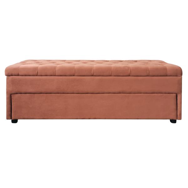 Panca pouf contenitore baule in velluto mattone - Pampa