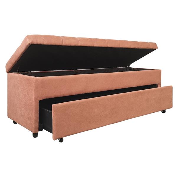 Panca pouf contenitore baule in velluto mattone - Pampa