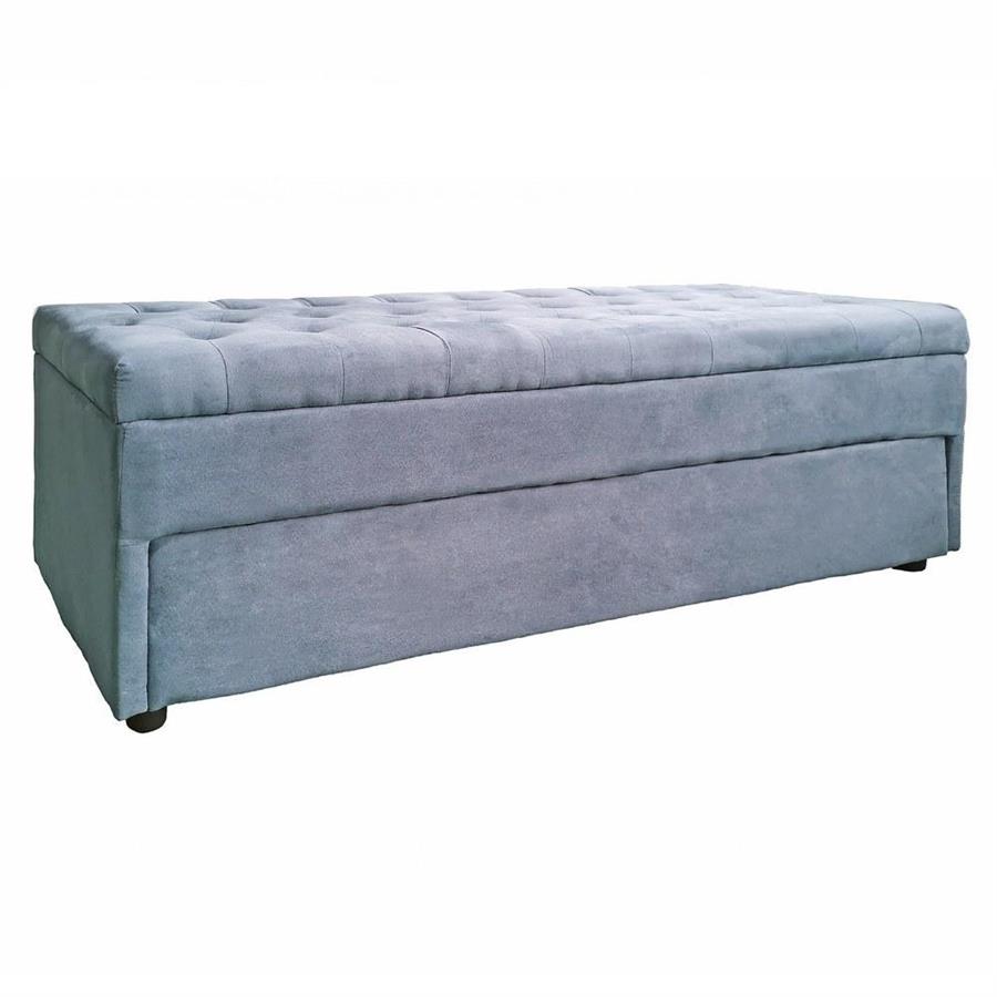 Panca contenitore in velluto blu con cassettone - Pampa