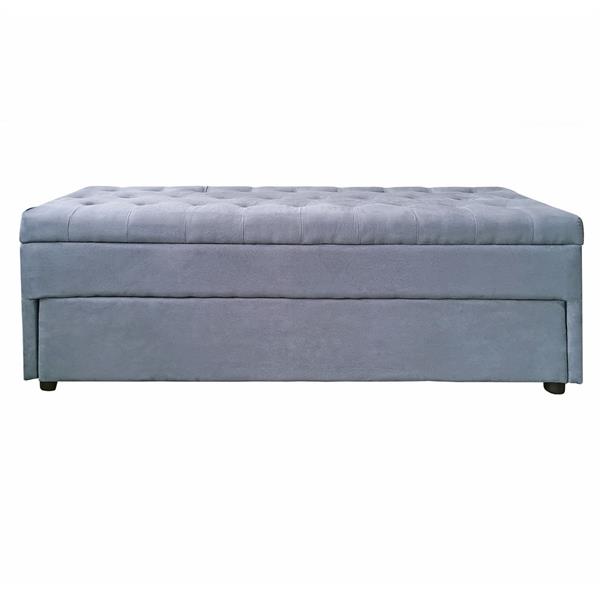 Panca contenitore in velluto blu con cassettone - Pampa