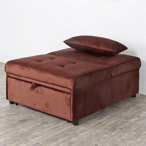 Pouf poltrona letto in velluto Cookie color Cacao