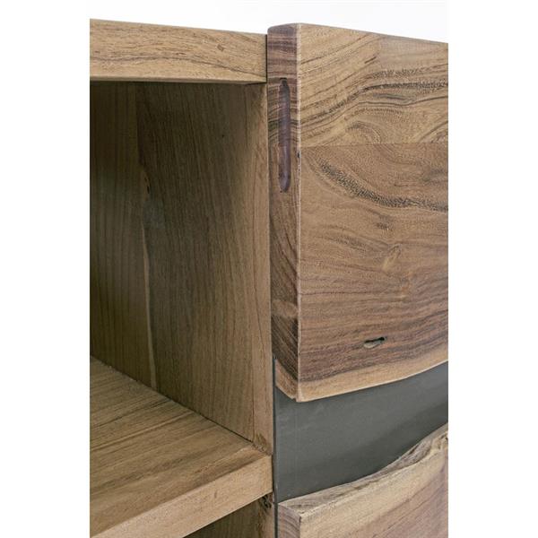 Mobile porta tv in legno 2 ante con ripiani e rifiniture in metallo Achille