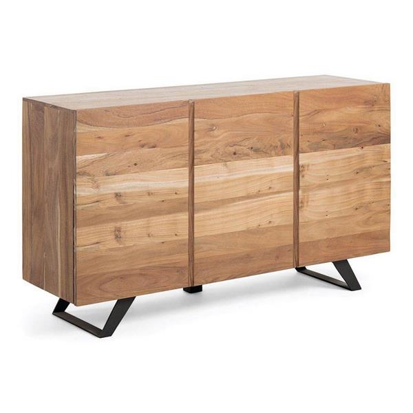Credenza in legno 3 ante con ripiani interni e gambe metallo Achille