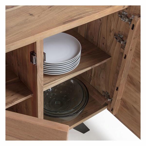 Credenza in legno 3 ante con ripiani interni e gambe metallo Achille