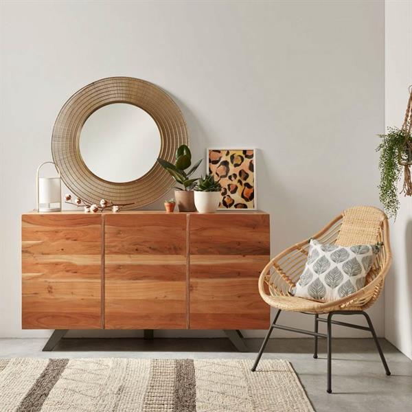 Credenza in legno 3 ante con ripiani interni e gambe metallo Achille