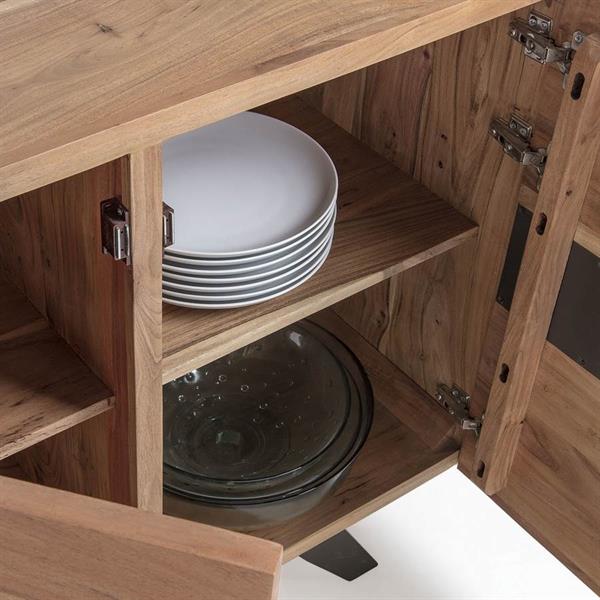 Credenza 3 ante in legno con rifiniture e piedi in metallo 145 cm Achille