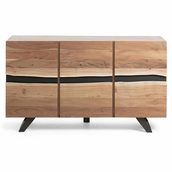 Credenza 3 ante in legno con rifiniture e piedi in metallo 145 cm Achille