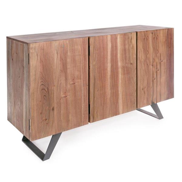 Credenza buffet 3 ante in legno massello 145 cm gambe metallo Achille