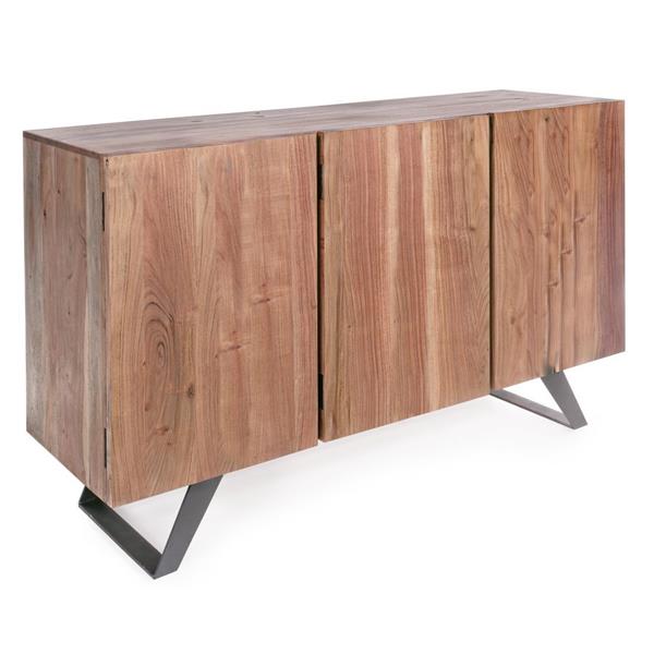 Credenza buffet 3 ante in legno massello 145 cm gambe metallo Achille