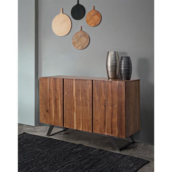 Credenza buffet 3 ante in legno massello 145 cm gambe metallo Achille