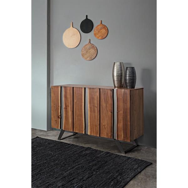 Credenza in legno massello 3 ante con rifiniture in metallo verticali 145 cm Achille