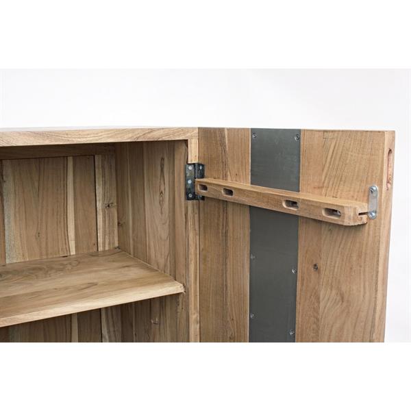 Credenza in legno massello 3 ante con rifiniture in metallo verticali 145 cm Achille