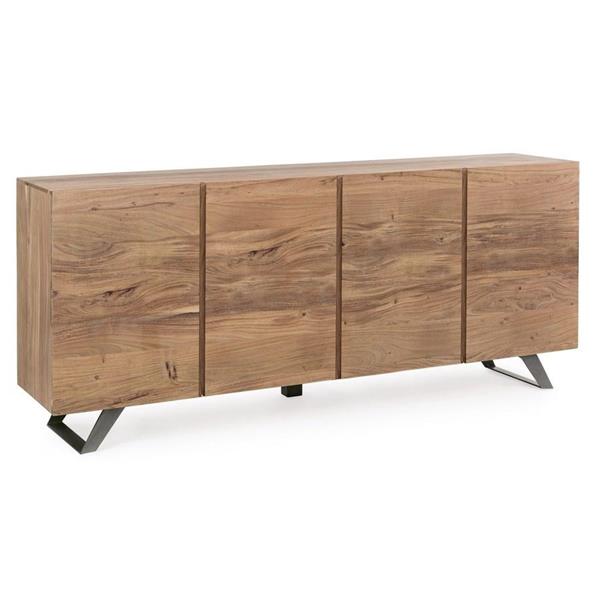 Buffet in legno massello 4 ante con ripiani interni 200 cm Achille