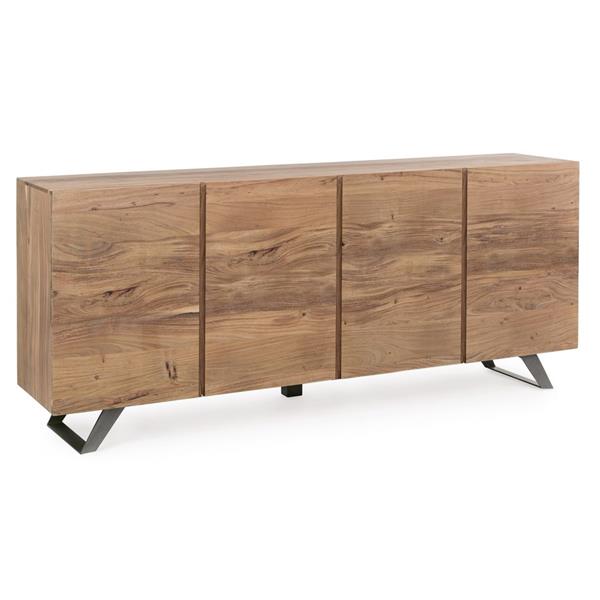Buffet in legno massello 4 ante con ripiani interni 200 cm Achille