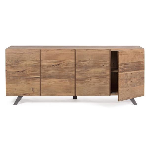 Buffet in legno massello 4 ante con ripiani interni 200 cm Achille