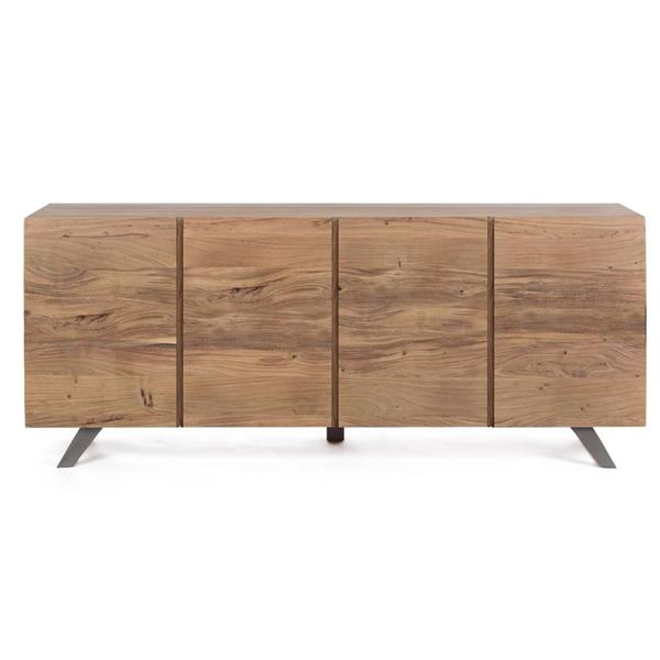 Buffet in legno massello 4 ante con ripiani interni 200 cm Achille