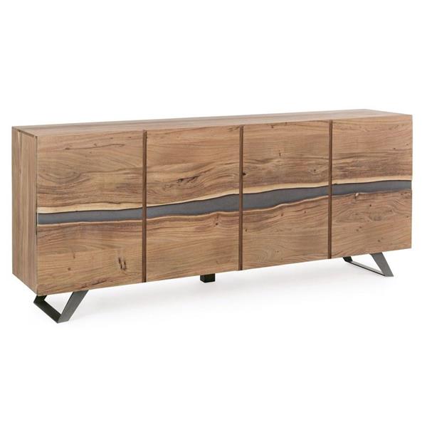 Credenza buffet in legno 4 ante 200cm con gambe in metallo Achille