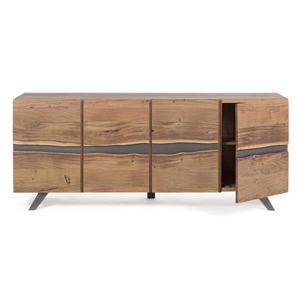 Credenza buffet in legno 4 ante 200cm con gambe in metallo Achille