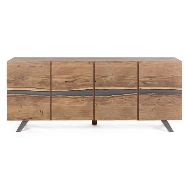 Credenza buffet in legno 4 ante 200cm con gambe in metallo Achille