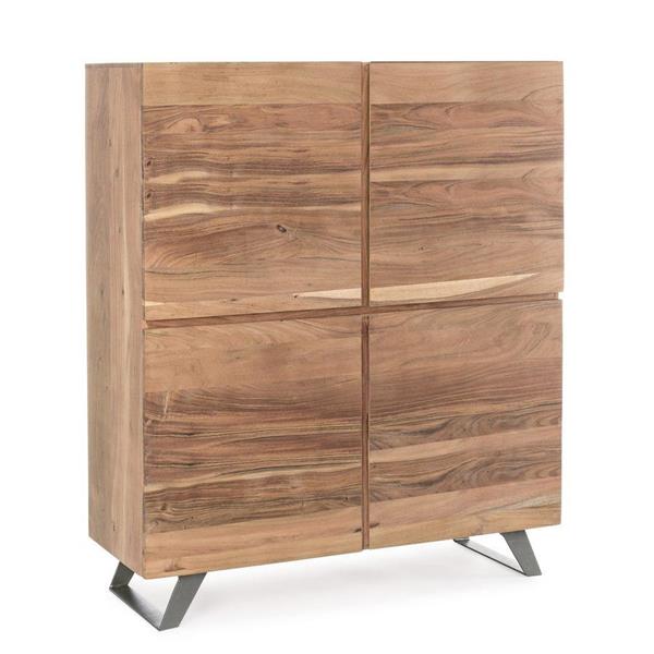 Mobile credenza alta in legno massello 4 ante e gambe metallo Achille