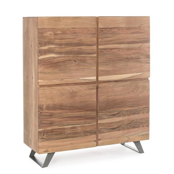 Mobile credenza alta in legno massello 4 ante e gambe metallo Achille