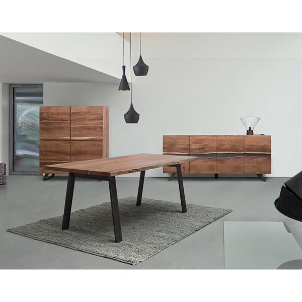 Mobile credenza alta in legno massello 4 ante e gambe metallo Achille