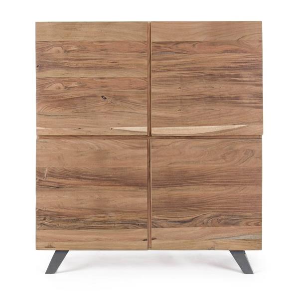Mobile credenza alta in legno massello 4 ante e gambe metallo Achille
