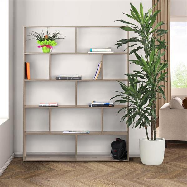 Libreria aperta in rovere scuro 124x160x24 cm