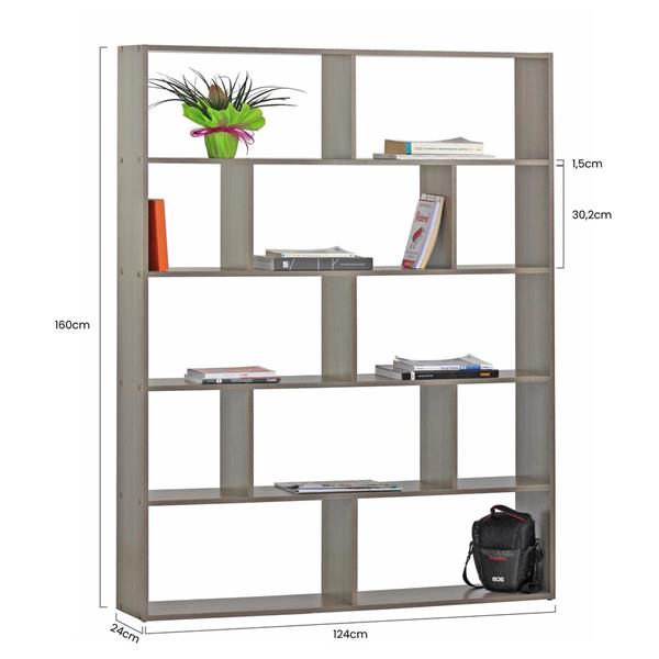 Libreria aperta in rovere scuro 124x160x24 cm