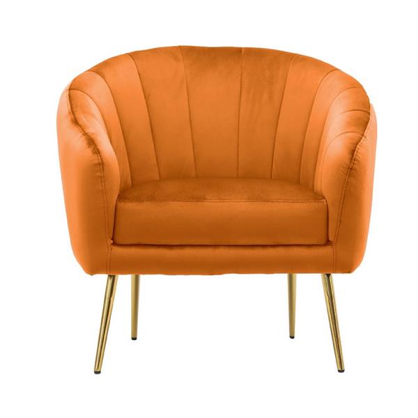 Poltrona design da salotto luxury in velluto arancio