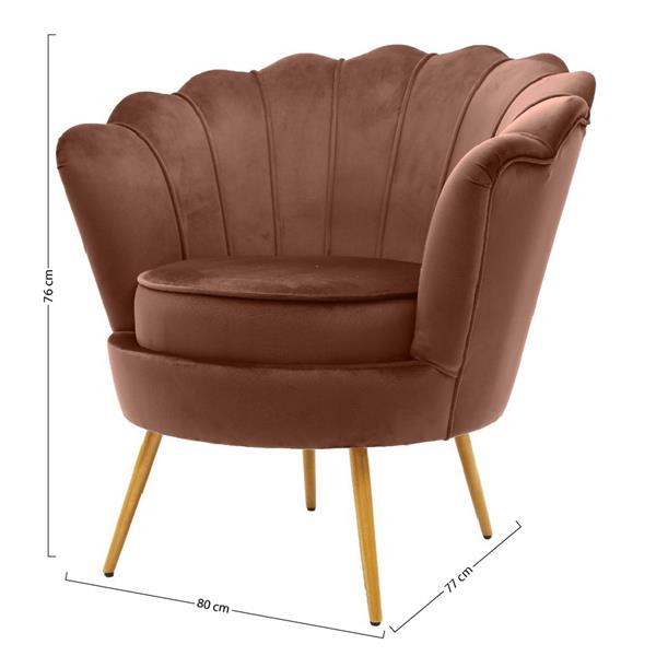 We Home - Poltrona design in velluto marrone e gambe oro
