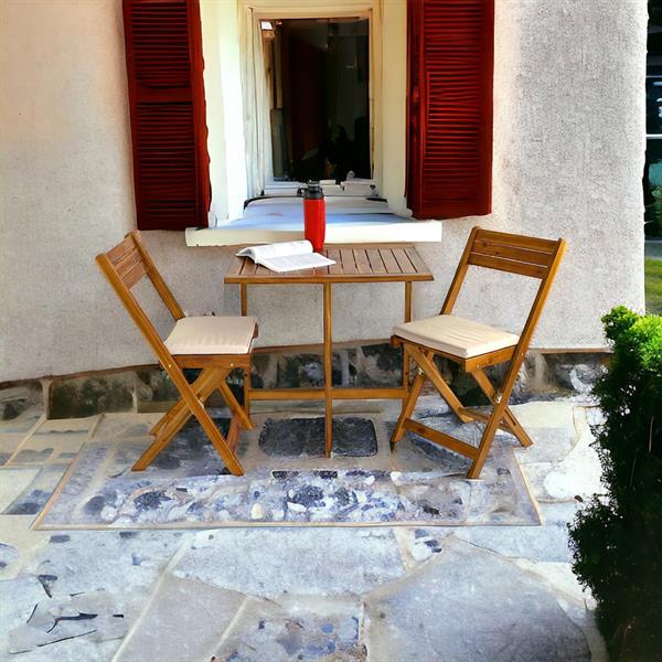 Set tavolino con 2 sedie da balcone salvaspazio in legno Melzo