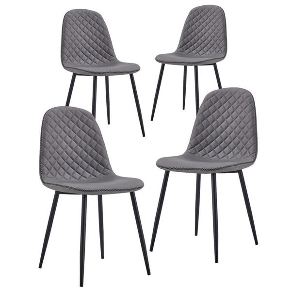 Sedie design moderno gambe metallo e seduta trapuntata grigia - Bella