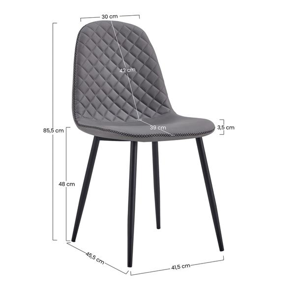 Sedie design moderno gambe metallo e seduta trapuntata grigia - Bella