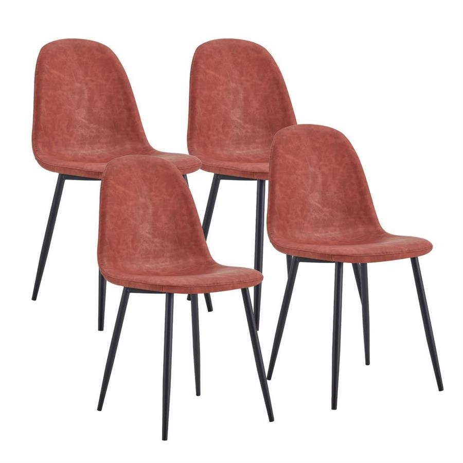 Set di 4 sedie in pelle PU marroni con gambe metallo - Bella