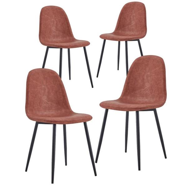 Set di 4 sedie in pelle PU marroni con gambe metallo - Bella