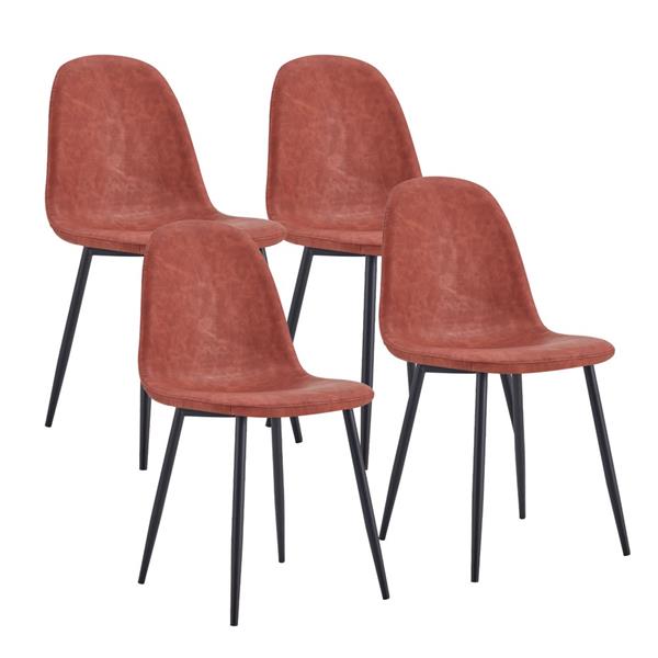 Set di 4 sedie in pelle PU marroni con gambe metallo - Bella