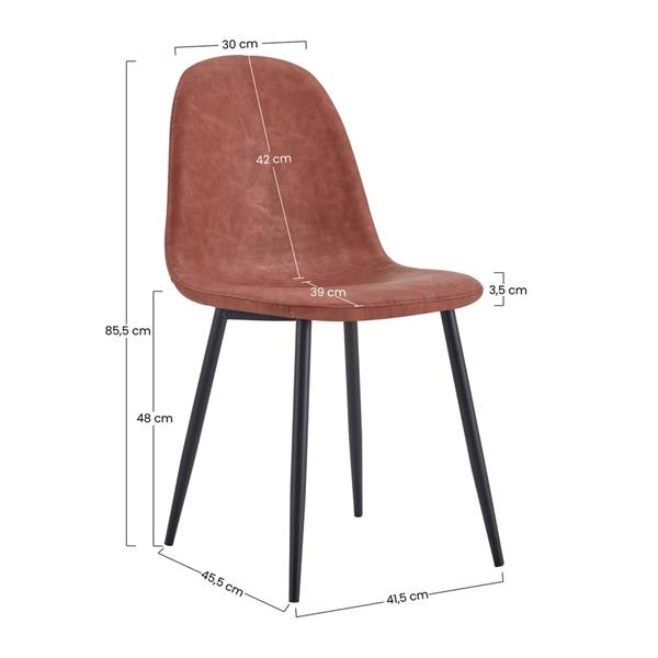 Set di 4 sedie in pelle PU marroni con gambe metallo - Bella