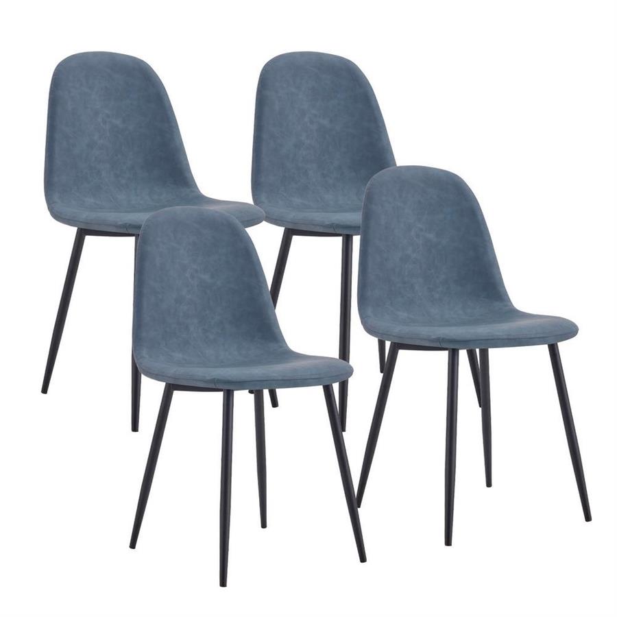 Sedie sala da pranzo moderne 4 pz in ecopelle blu - Bella