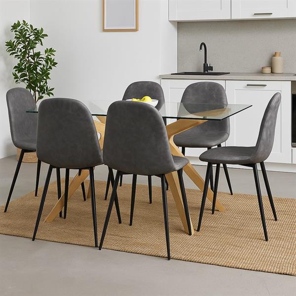 Set 4 sedie design soggiorno gambe metallo e seduta ecopelle grigio - Bella