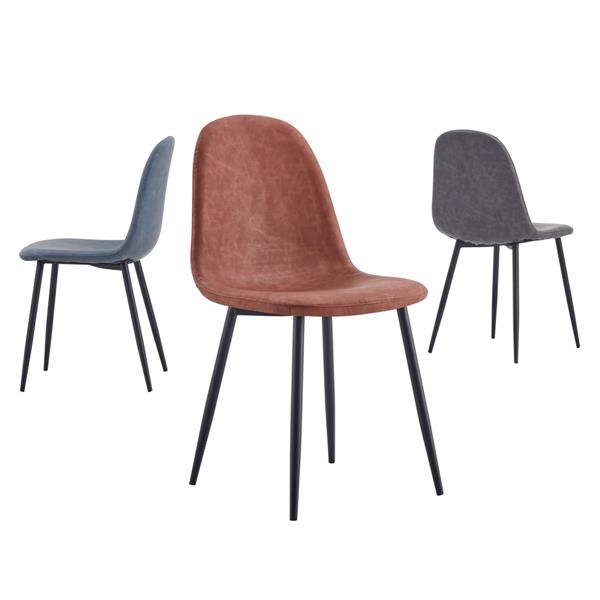 Set 4 sedie design soggiorno gambe metallo e seduta ecopelle grigio - Bella