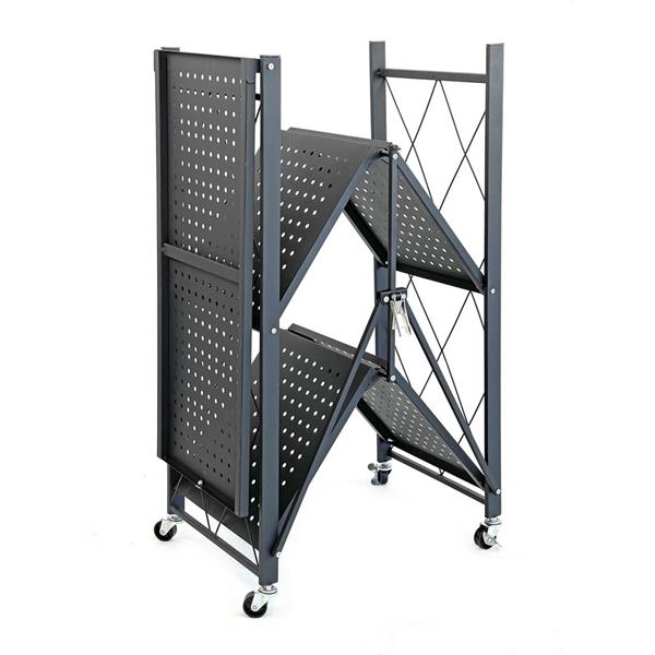 Scaffale richiudibile in metallo nero 3 ripiani