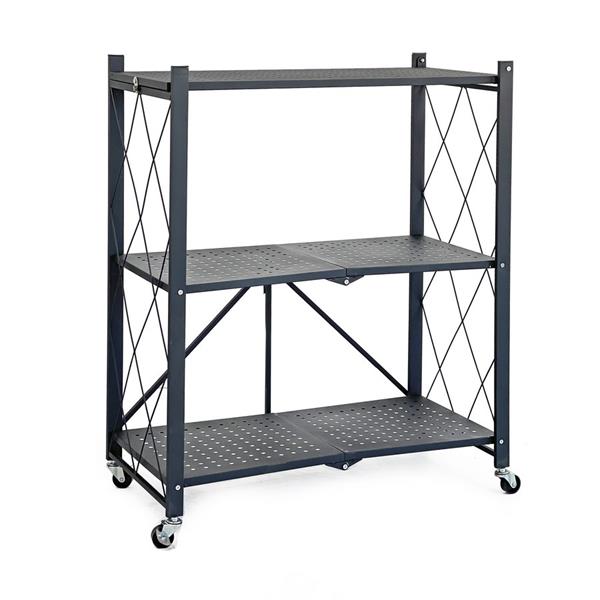 Scaffale richiudibile in metallo nero 3 ripiani